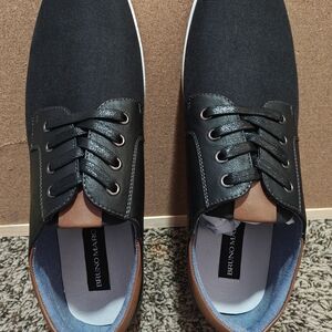 Riviera Black and Brown Men's Slip-On Loafers with Lace Detail